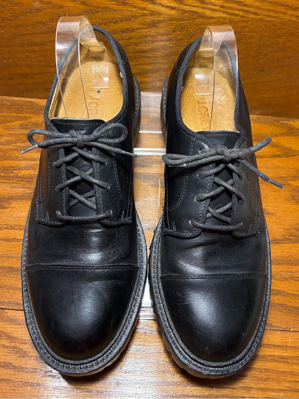 J.Crew Lug Sole Cap Toe Oxford Derby Shoes Black Leather Mexico Made Men’s 8